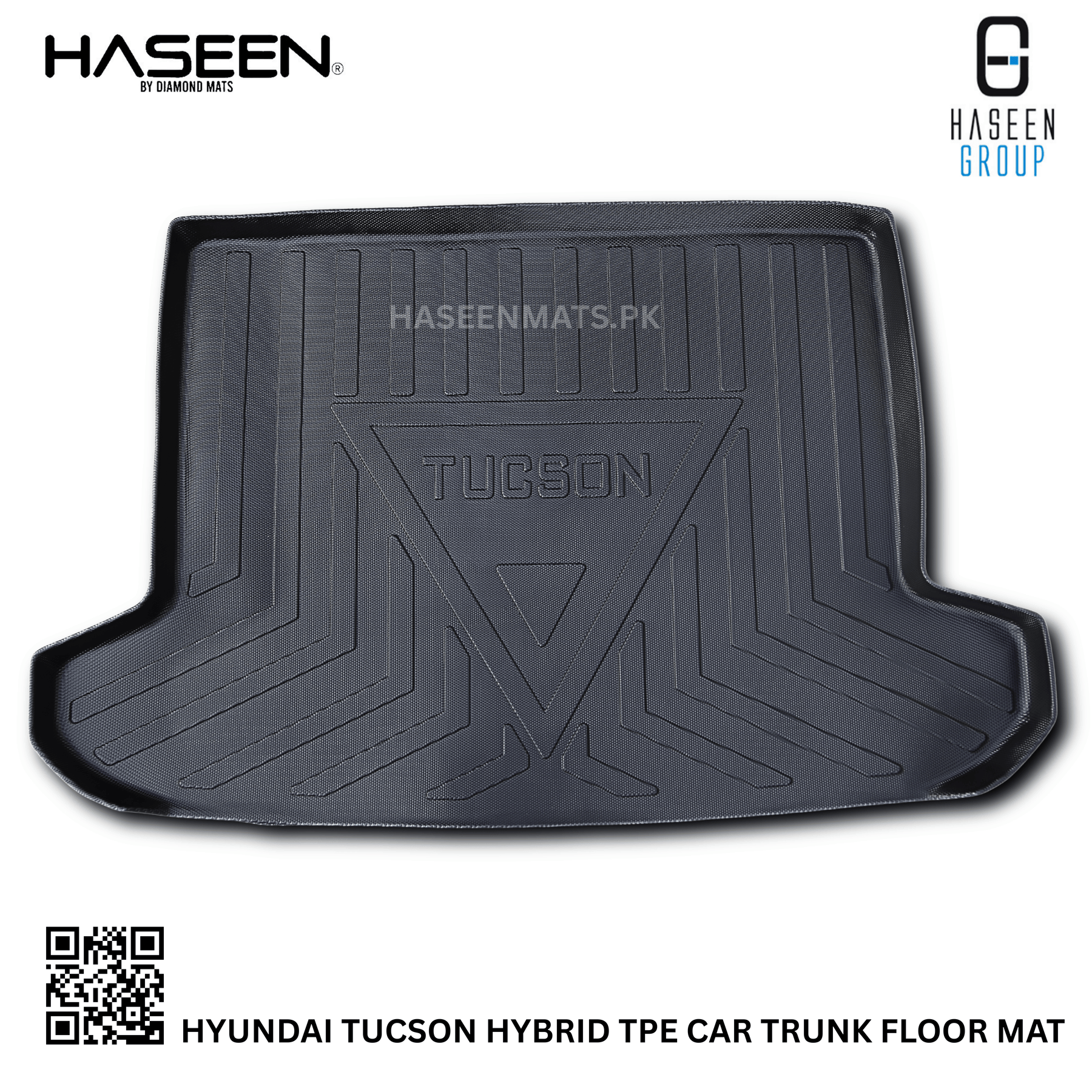 Haseen Hyundai Tucson Hybrid trunk mat raised edges, non-slip