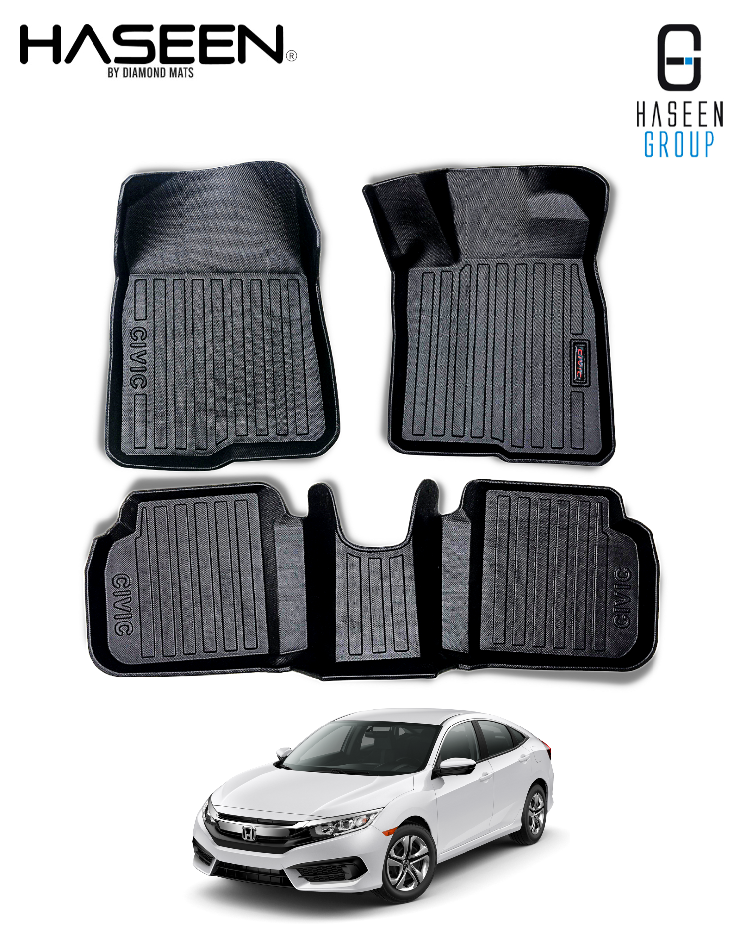 HONDA CIVIC X 2016-2021 PLASTIC HEAVY DUTY 9D FLOOR MAT