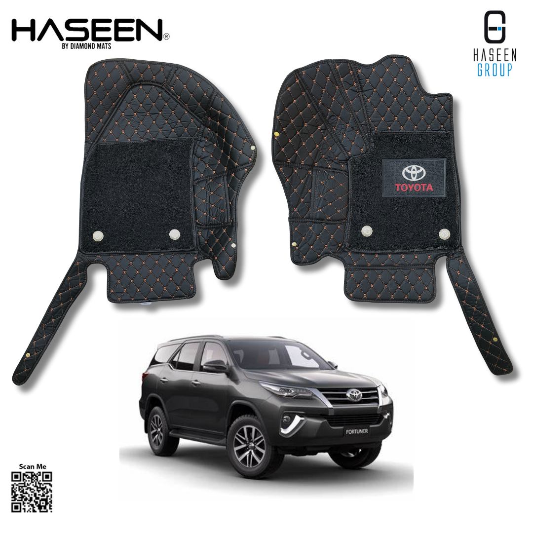 Toyota Fortuner 11D Floor Mats Mix Thread Black With Black Grass - Model 2017-2024