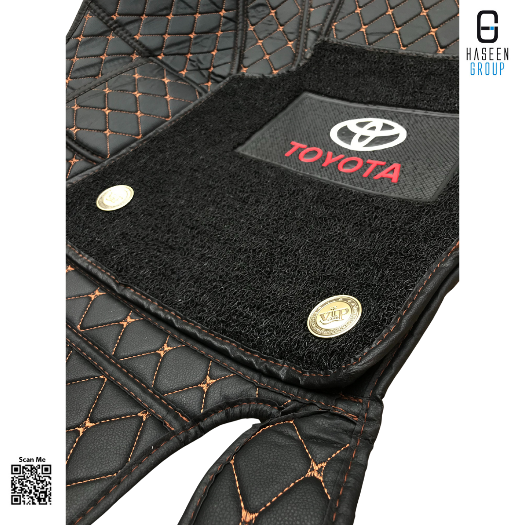 Toyota Fortuner 11D Floor Mats Mix Thread Black With Black Grass - Model 2017-2024