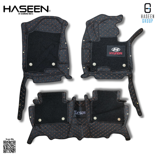 Hyundai Tucson 10D Floor Mats Mix Thread Black With Black Grass - Model 2019-2024