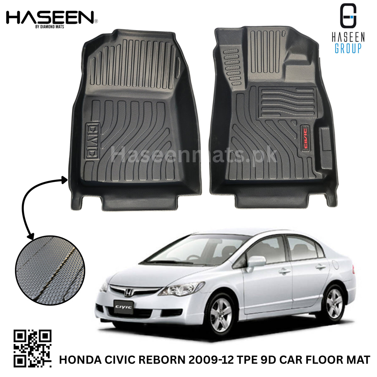 HONDA CIVIC REBORN 2009-2012 9D TPE PLASTIC FLOOR MATS