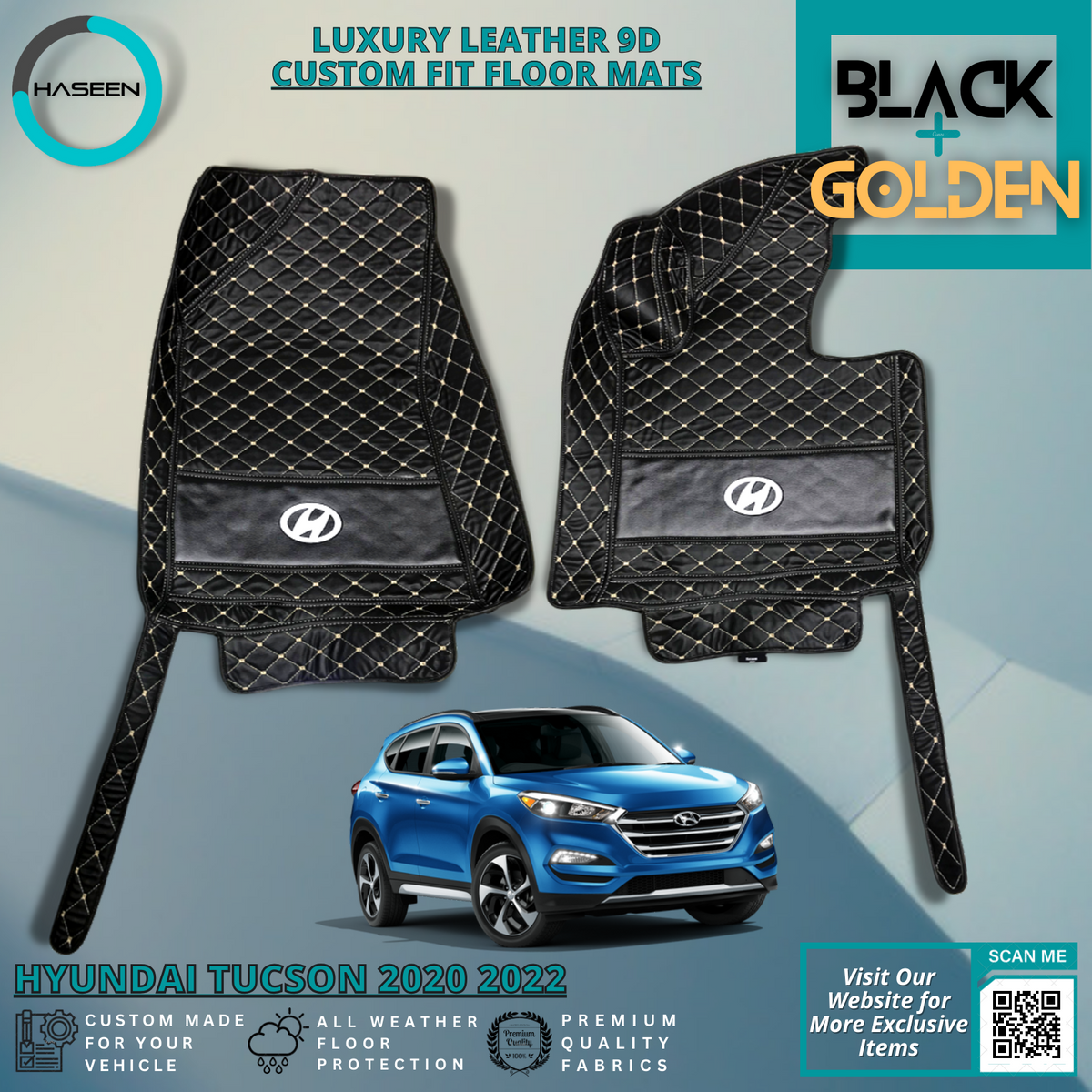 HYUNDAI TUCSON 2019-2024 LUXURY 9D LEATHER FLOOR MAT