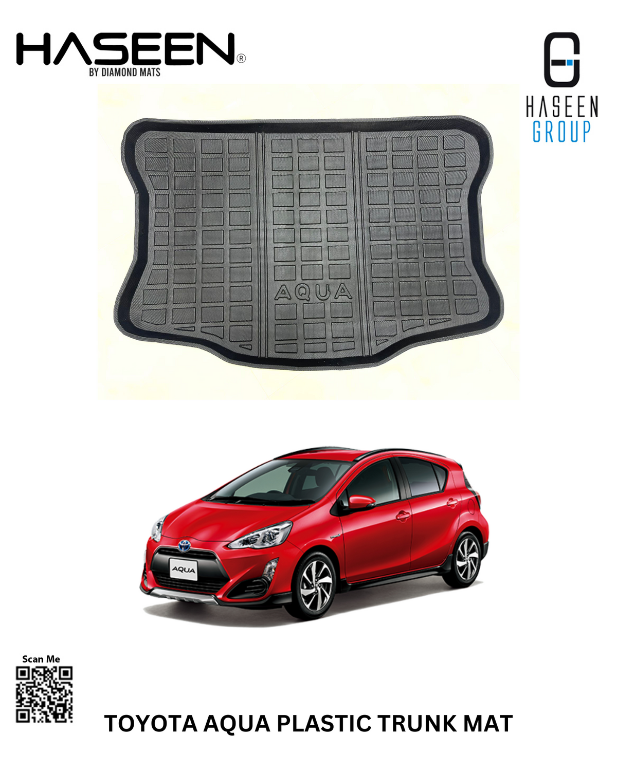 TOYOTA AQUA 2011-2024 PLASTIC TRUNK CAR FLOOR MAT