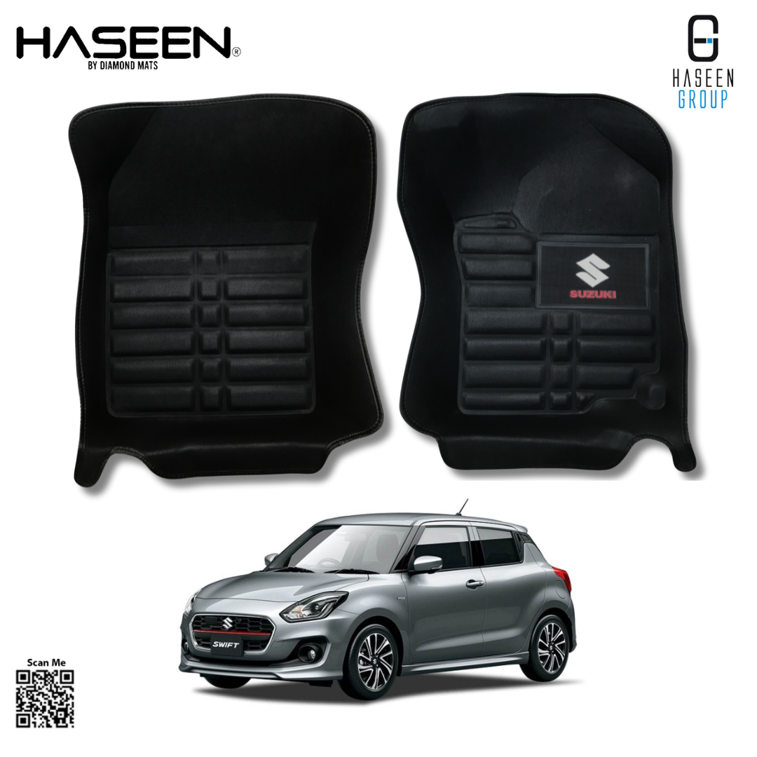 Suzuki Swift 5D With LOGO Custom Floor Mat-2021-2025- 3 Pcs Black