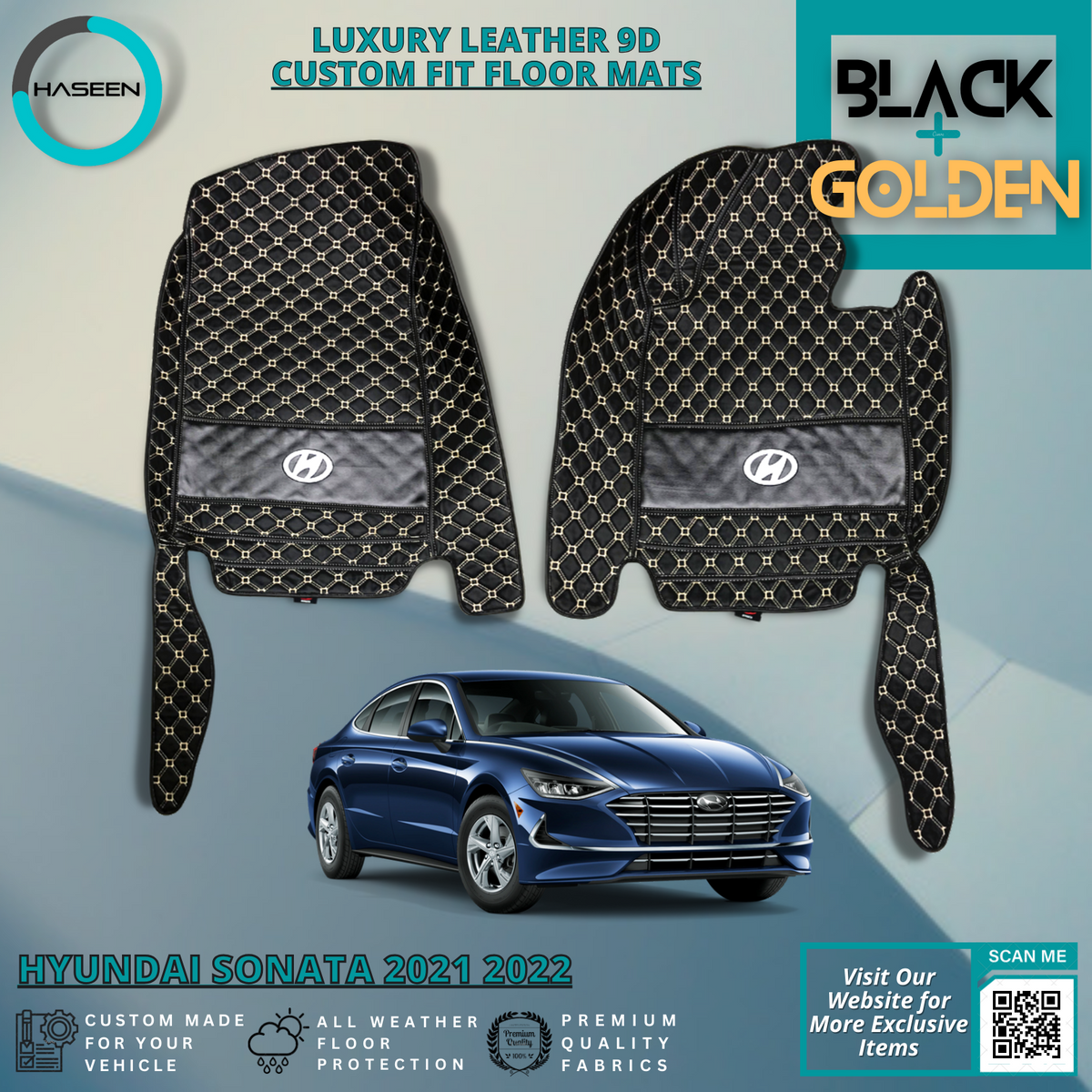 HYUNDAI SONATA 2021-PRESENT LUXURY 9D LEATHER FLOOR MAT