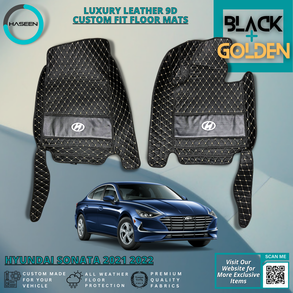 HYUNDAI SONATA 2021-PRESENT LUXURY 9D LEATHER FLOOR MAT