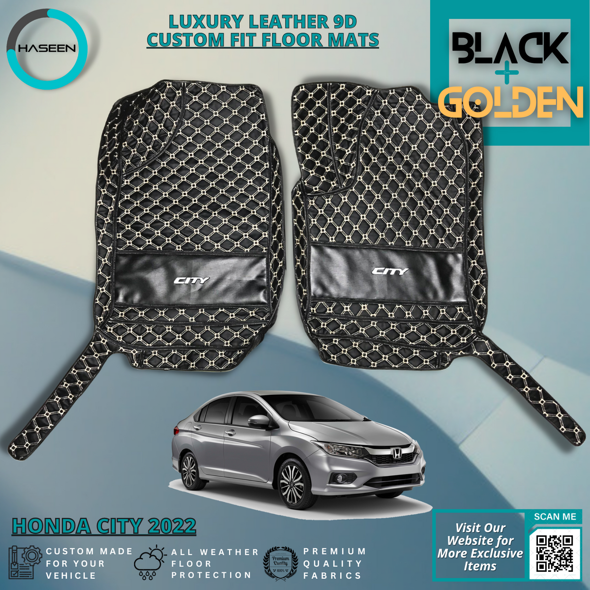 HONDA CITY 2021-2024 LUXURY 9D LEATHER FLOOR MAT