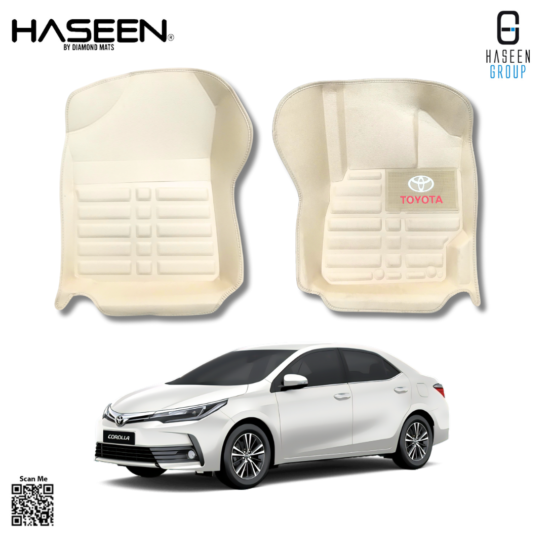 Toyota Corolla 5D With Logo Custom Floor Mat-2014-2024- 3 Pcs Beige