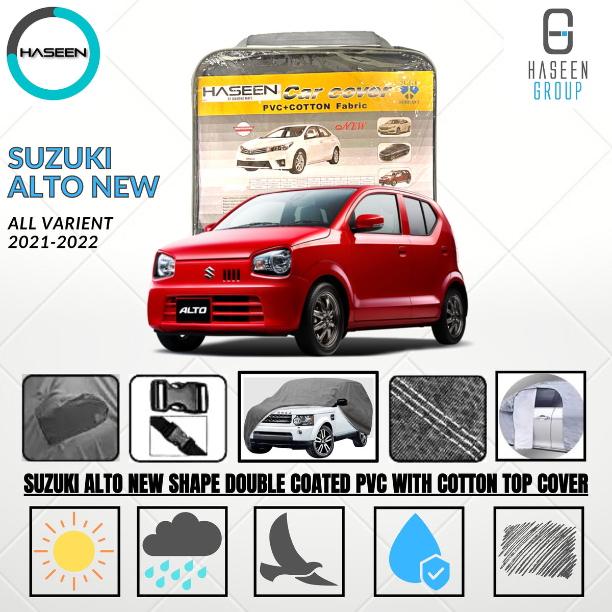 SUZUKI ALTO 2019-PRESENT DOUBLE COAT PVC WITH COTTON CAR COVER