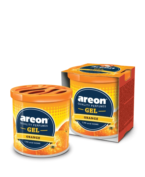 AREON GEL - ORANGE - GEL PERFUME FOR CARS & OFFICE - haseenmats.pk