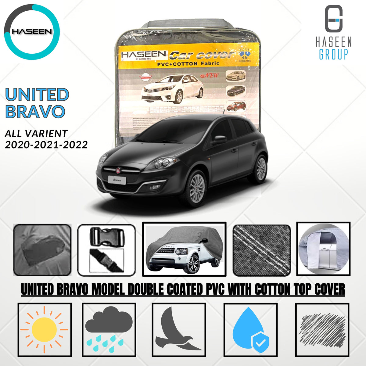 UNITED BRAVO DOUBLE COAT PVC WITH COTTON CAR COVER