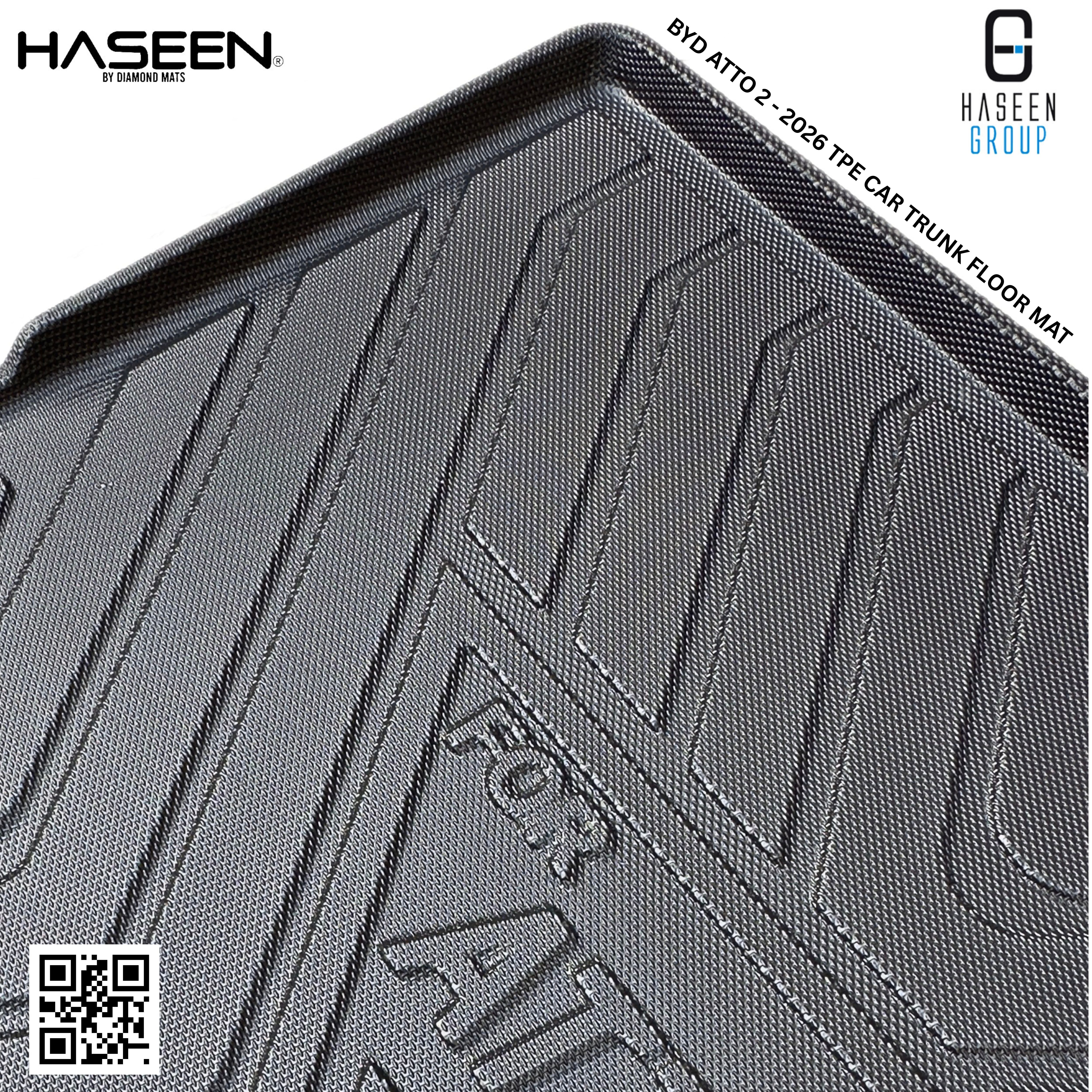 Close-up of anti-slip textured surface on BYD Atto 2 boot mat
