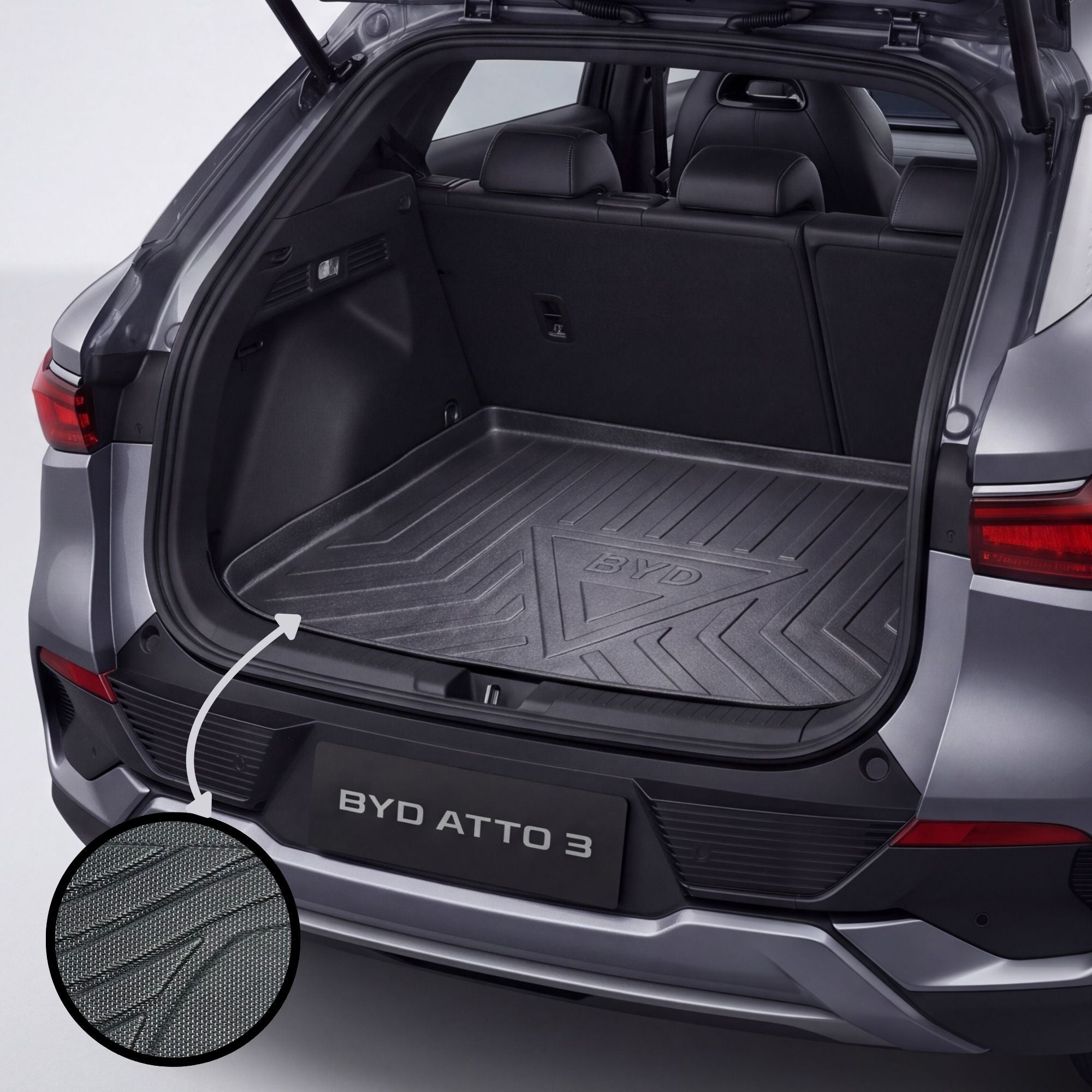 BYD Atto 3 2024-2026 TPE Trunk Mat – Diggi Tray Boot Liner, Custom Fit Waterproof Electric EV | Haseen