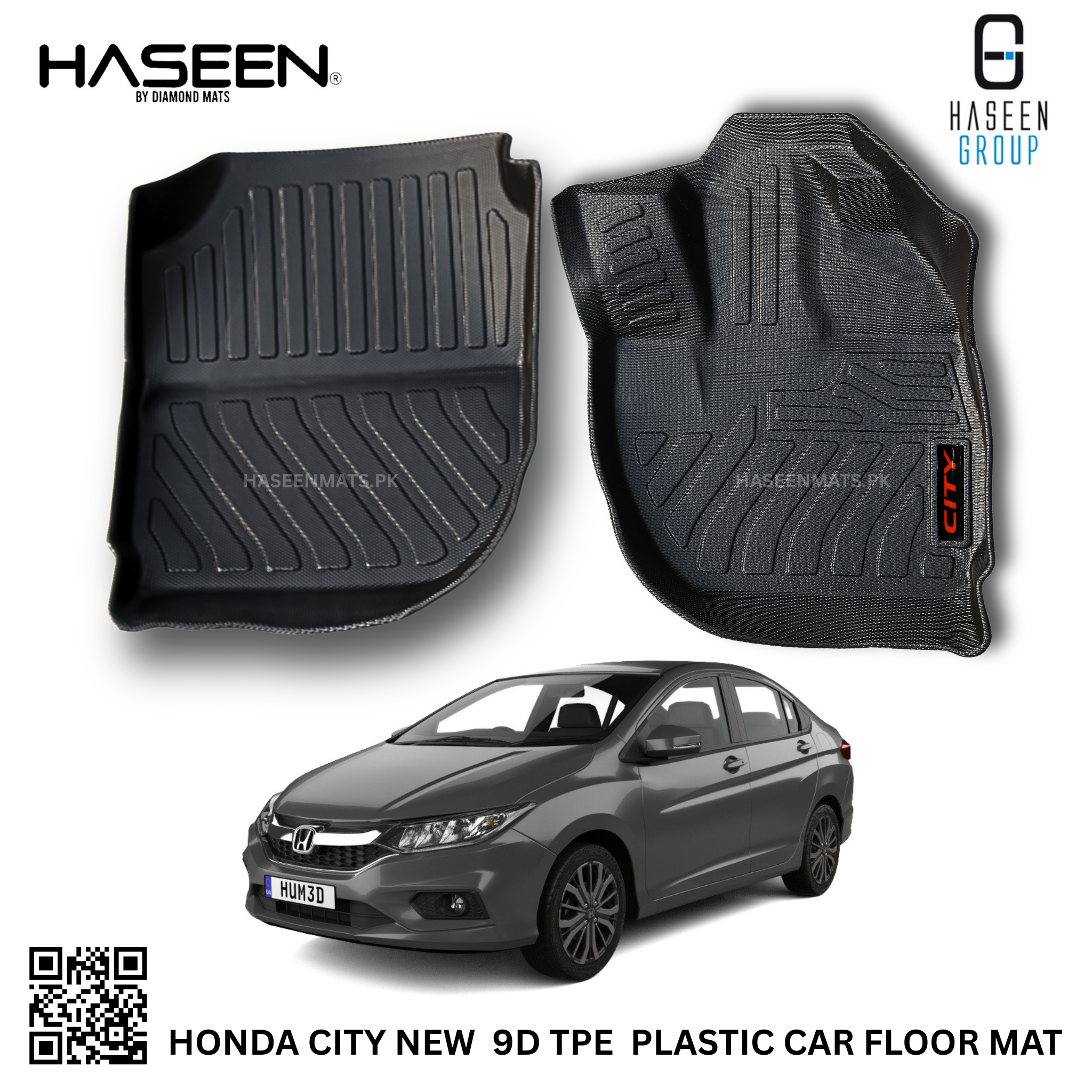 Luxury 9D TPE plastic floor mat for Honda City new model – stylish and durable car interior protection