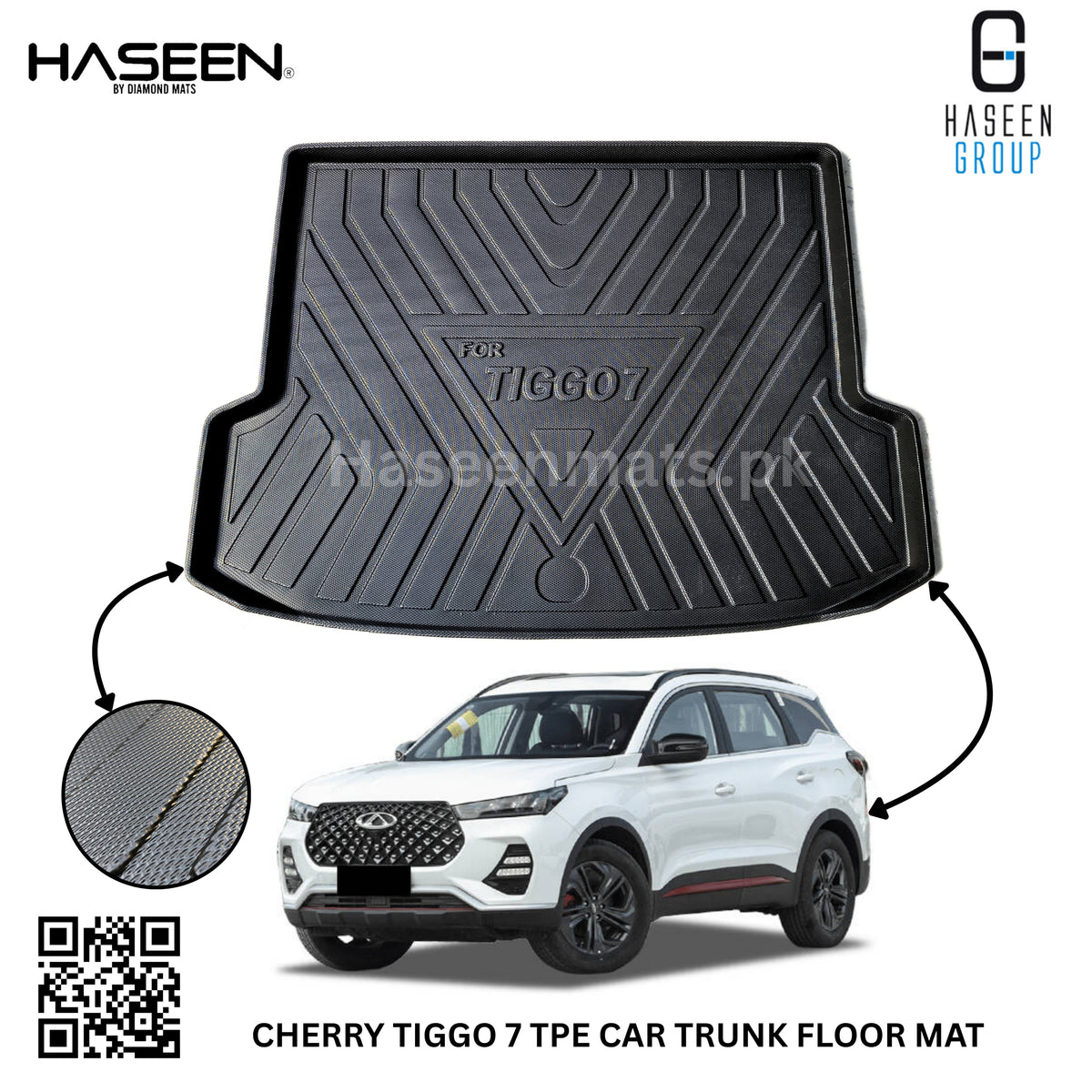 Chery Tiggo 7 TPE Trunk Mat – Diggi Tray Boot Liner, Custom Fit Waterproof | Haseen