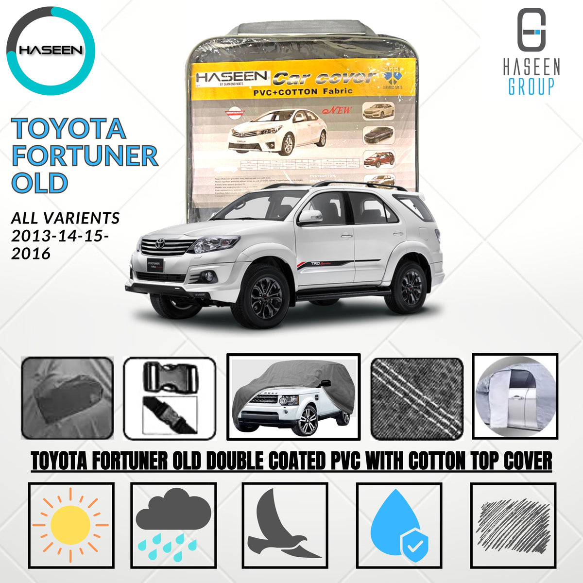 TOYOTA FORTUNER OLD DOUBLE COAT PVC WITH COTTON CAR COVER