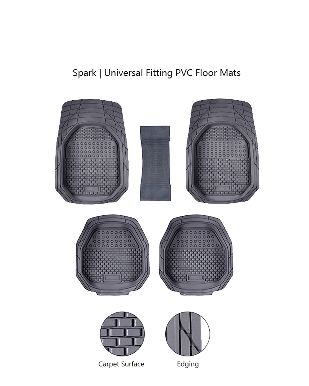Haseen Universal 901 grey PVC car floor mats full set – fits almost all cars, waterproof anti-slip | Haseen