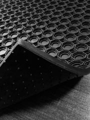 Haseen electrical insulation mat close-up – deep-hole textured soft PVC surface with ribbed underside