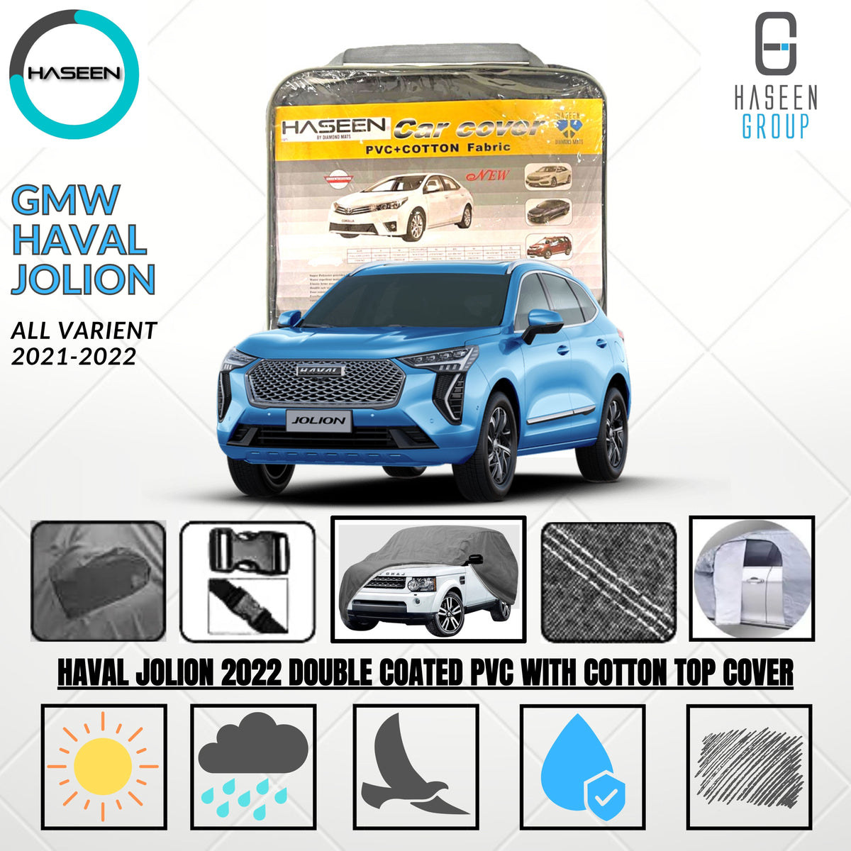 GMW HAVAL JOLION 2021-2024 DOUBLE COATED PVC WITH COTTON CAR COVER