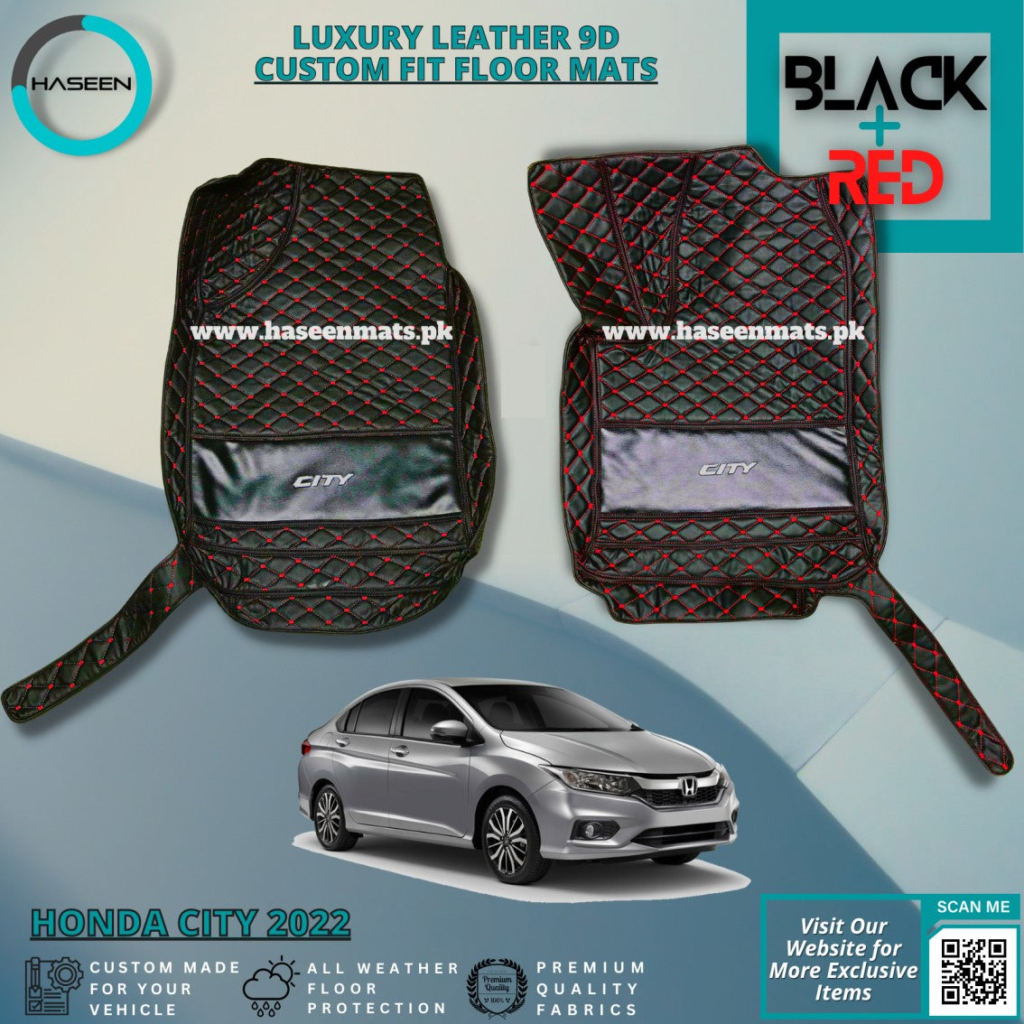 HONDA CITY 2021-2024 LUXURY 9D LEATHER FLOOR MAT