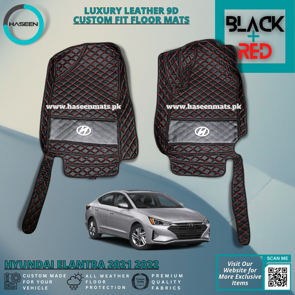 HYUNDAI ELANTRA 2021-2024 LUXURY 9D LEATHER FLOOR MAT