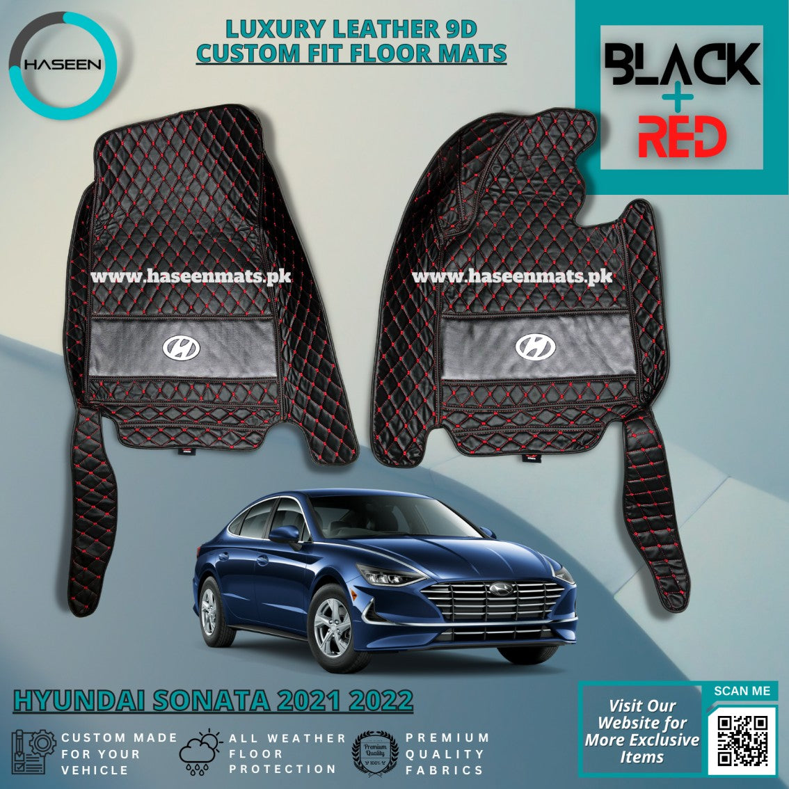 HYUNDAI SONATA 2021-PRESENT LUXURY 9D LEATHER FLOOR MAT