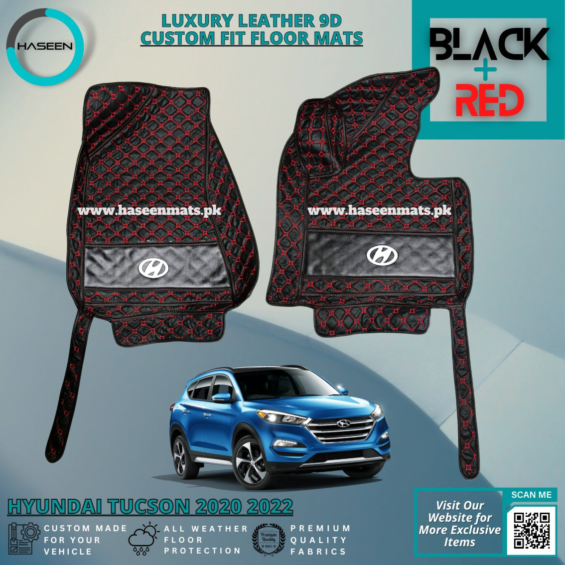 HYUNDAI TUCSON 2019-2024 LUXURY 9D LEATHER FLOOR MAT