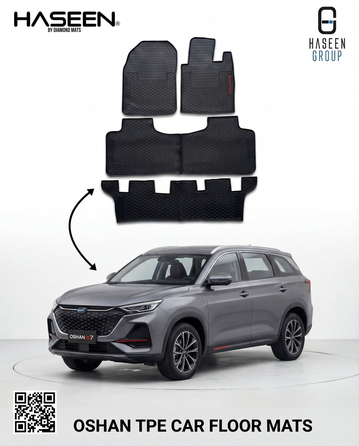 CHANGAN OSHAN X7 7 SEATER 2022-2024 LATEX RUBBER CAR FLOOR MAT