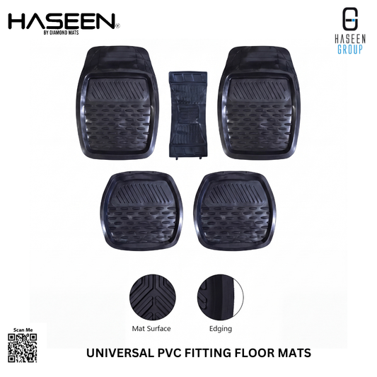 Haseen Universal 055 PVC car floor mats black full set – fits almost all Small cars | Haseen