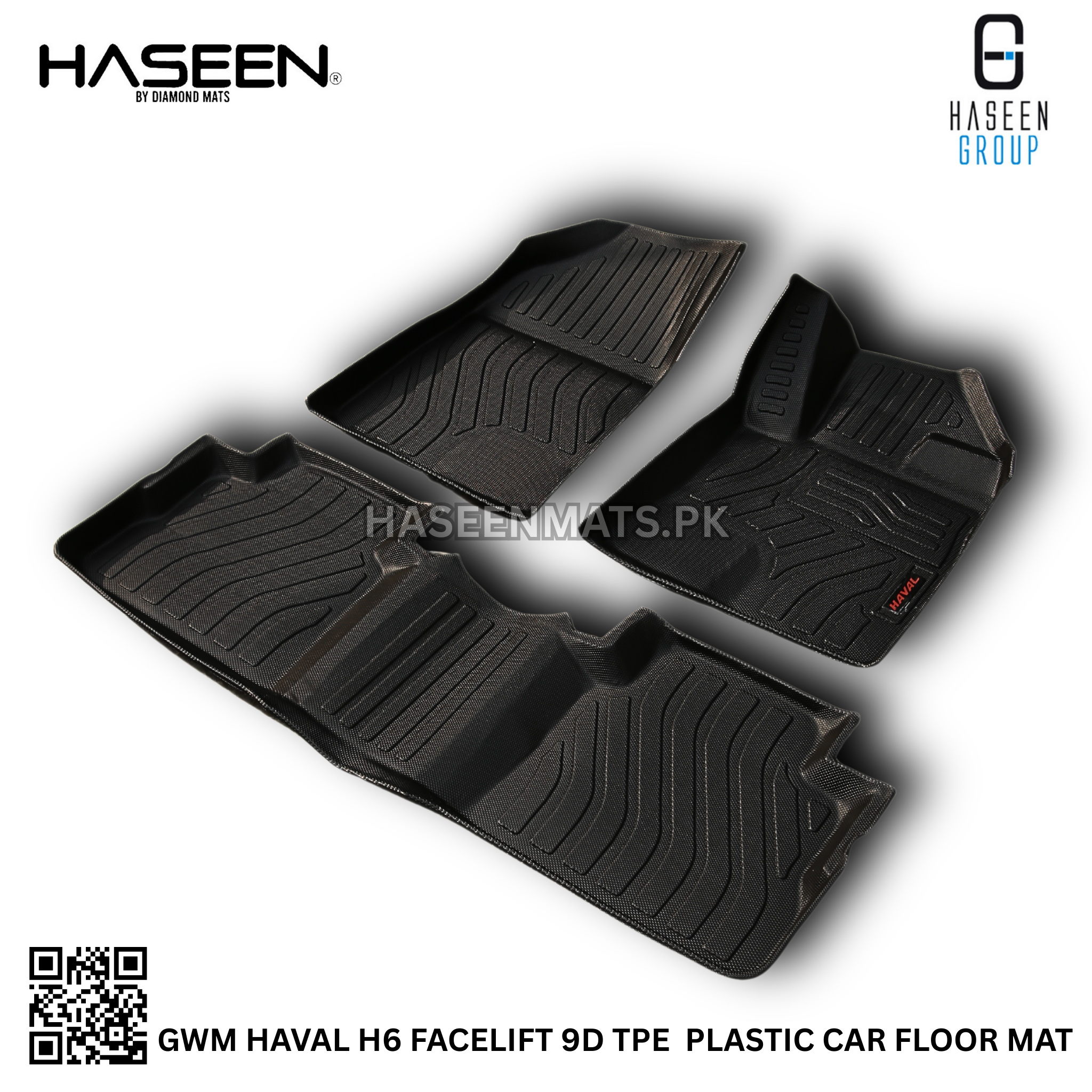Heavy-duty luxury 9D TPE mats for Haval H6 Facelift all models, perfect fit and dirt protection.