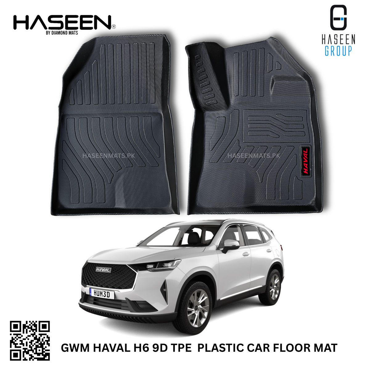 Haval H6 2021-2025 luxury 9D TPE waterproof floor mats, custom-fit all-weather car interior protection.