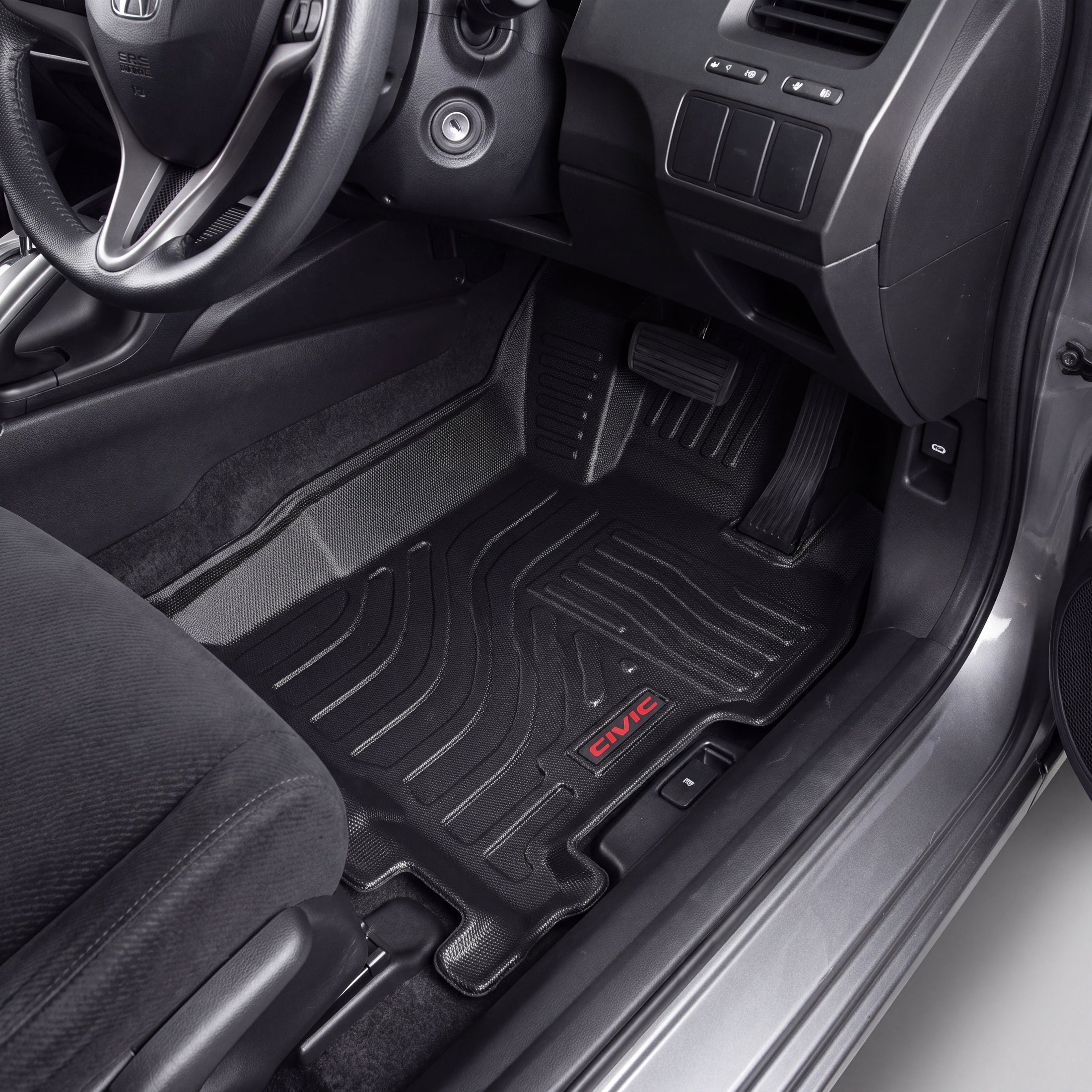 Haseen Honda Civic Reborn 9D TPE car floor mats installed – black custom fit waterproof mats, Pakistan
