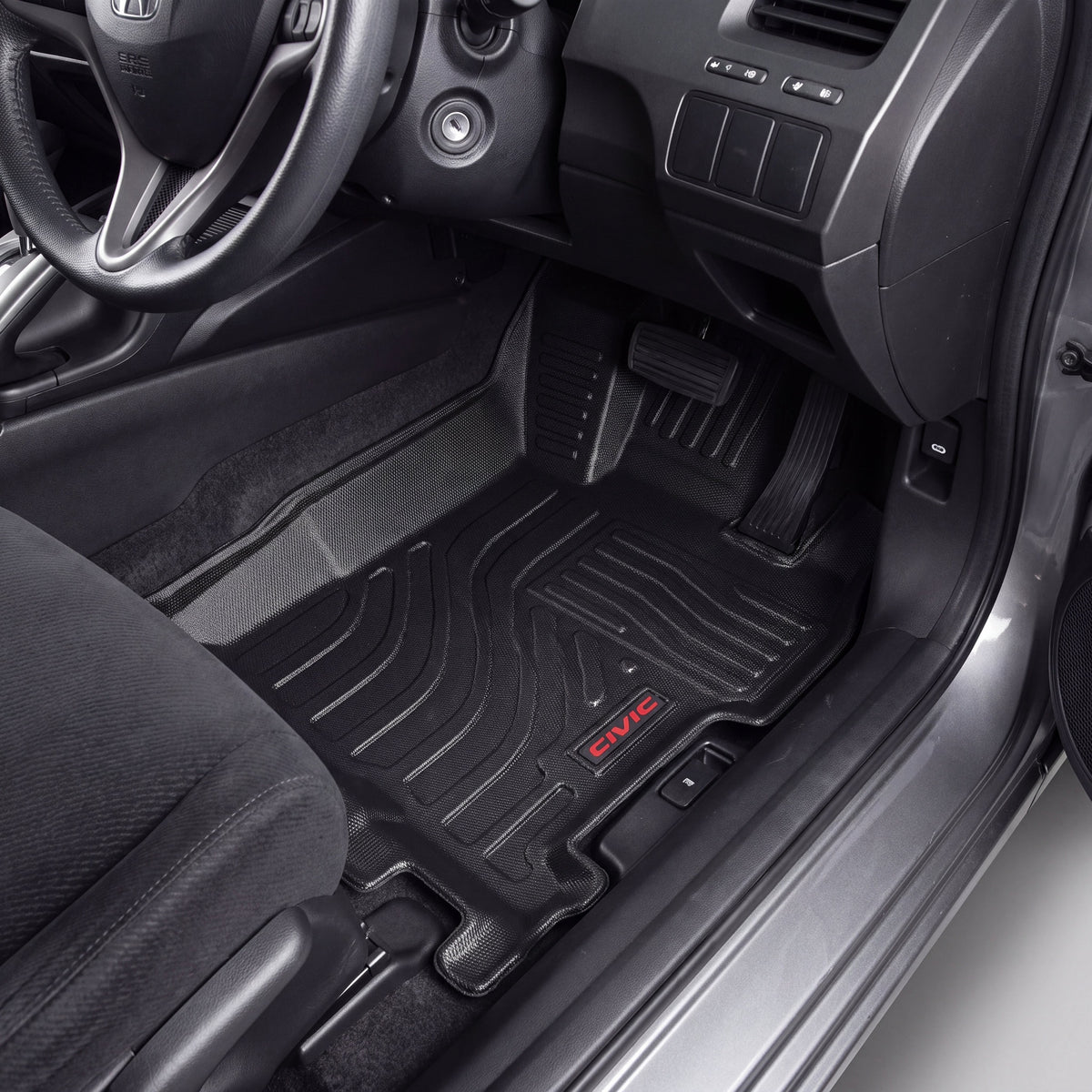 Haseen Honda Civic Reborn 9D TPE car floor mats installed – black custom fit waterproof mats, Pakistan