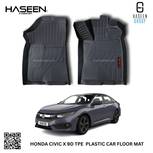Honda Civic X luxury 9D TPE plastic floor mats – premium all-weather car interior protection