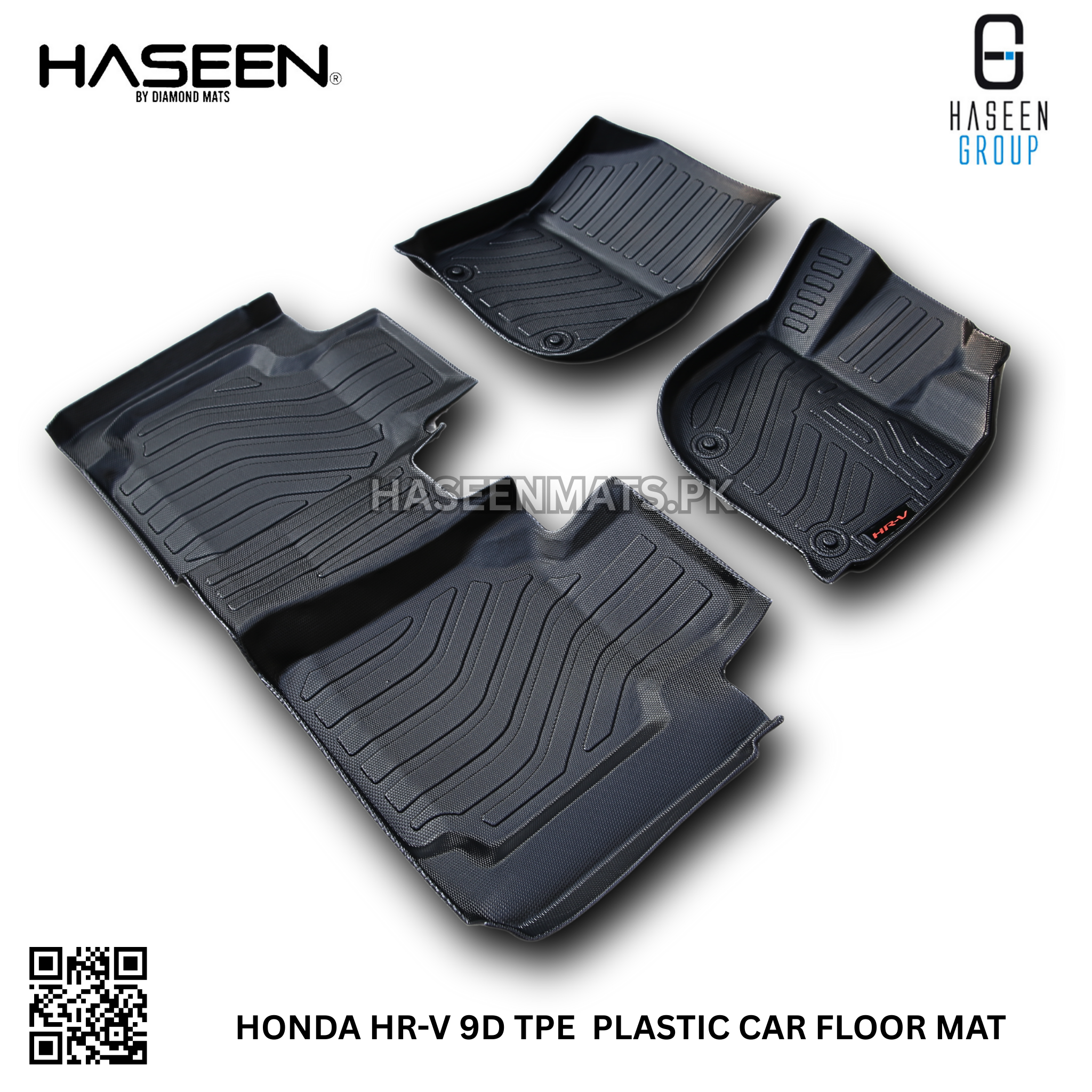 Premium Honda HR-V 9D TPE all-weather mats, anti-slip and easy to clean.