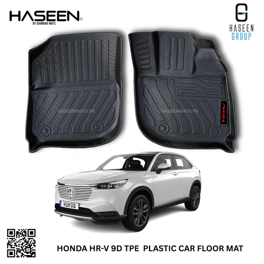 Honda HR-V 2021-2025 luxury 9D TPE waterproof floor mats, custom-fit for all variants.