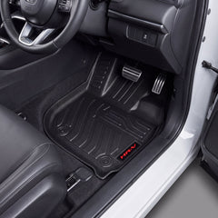 Haseen Honda HR-V 9D TPE car floor mats installed – black ridged mats with red HRV logo, Pakistan