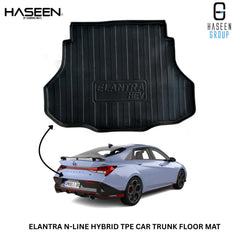 Custom-fit trunk mat for Hyundai Elantra Hybrid 2025 – durable, waterproof, anti-slip cargo liner for maximum boot protection, easy to clean and designed for perfect fit in Elantra Hybrid trunk space.
