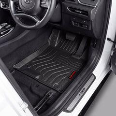 Haseen Hyundai Sonata N Line 9D TPE car floor mats installed – black ribbed waterproof mats, Pakistan