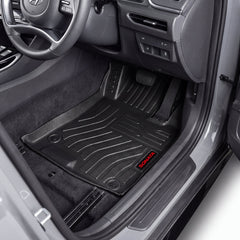 Haseen Hyundai Sonata 2021-2024 9D TPE car floor mats installed – black ribbed custom fit mats, Pakistan