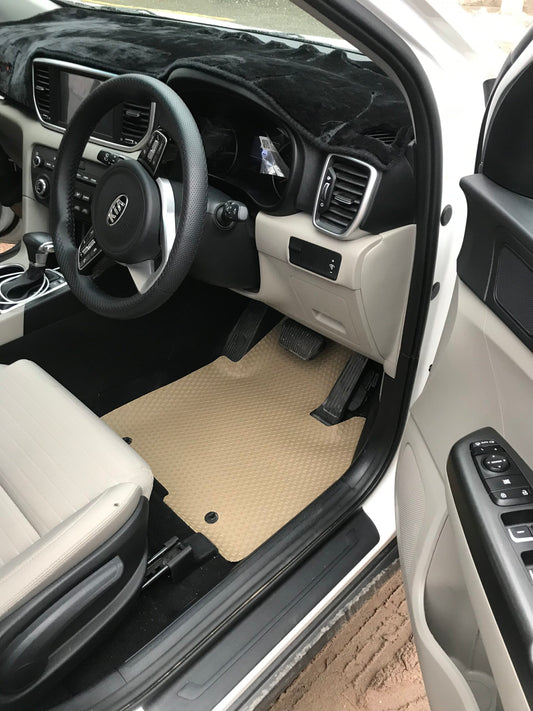 HONEYCOMB CUSTOMIZABLE RUBBER PVC ROLL DIAMOND UNIVERSAL SERIES CAR FLOOR MAT BEIGE