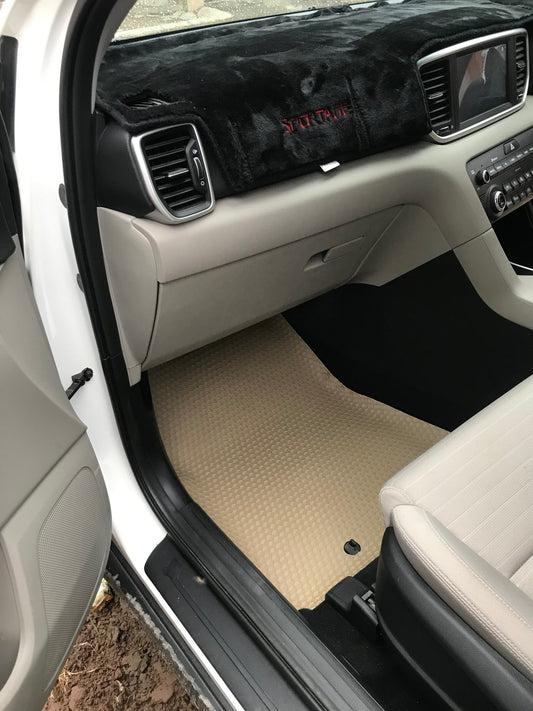 HONEYCOMB CUSTOMIZABLE RUBBER PVC ROLL DIAMOND UNIVERSAL SERIES CAR FLOOR MAT BEIGE