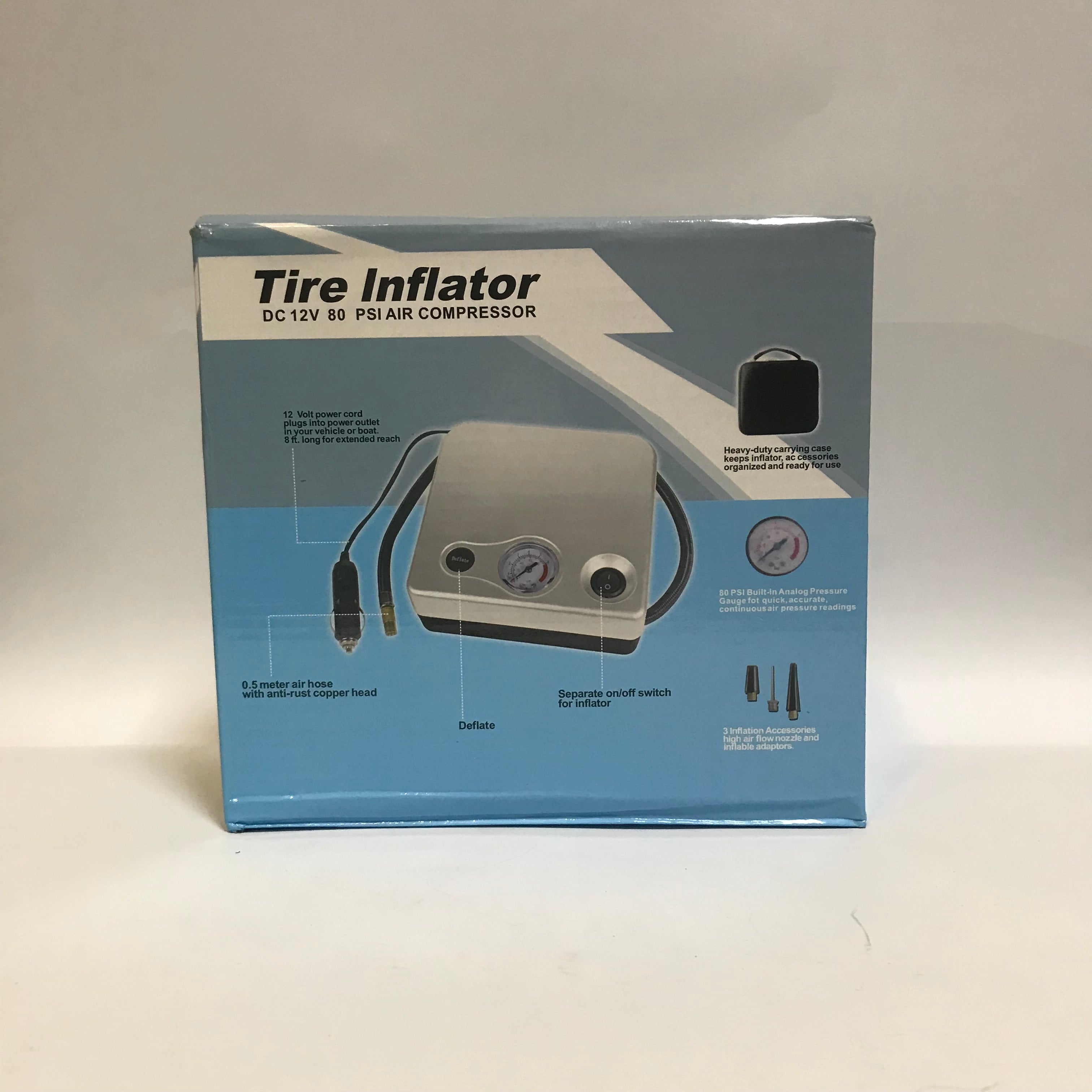 TOYOTA TIRE INFLATOR DC 12V 80 PSI AIR COMPRESSOR FOR ALL CARS