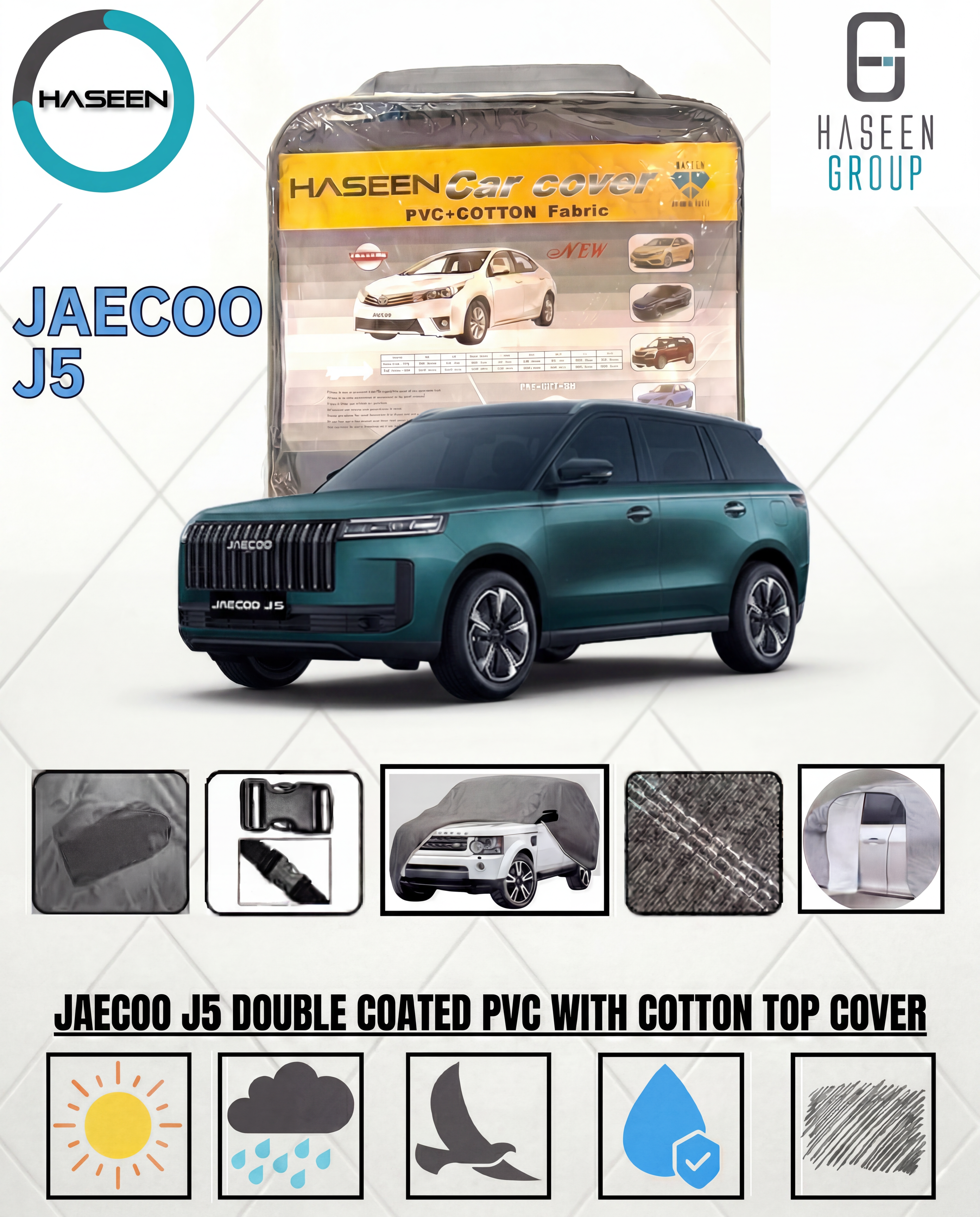SEO-friendly ALT TEXT examples for the Jaecoo J5 (Top Cover / Top Variant) on [Shopify](https://www.shopify.com?utm_source=chatgpt.com):

* Jaecoo J5 Top Cover compact SUV front exterior view
* White Jaecoo J5 top variant luxury SUV parked outdoors
* Jaecoo J5 Top Cover premium compact SUV side profile
* 2026 Jaecoo J5 Top Cover modern urban SUV design
* Jaecoo J5 Top Cover LED headlights close-up detail
* Rear view of Jaecoo J5 Top Cover stylish SUV
* Jaecoo J5 Top Cover interior dashboard and infotainment