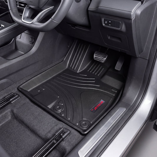 Haseen Jetour Dashing 9D TPE car floor mats installed – black heavy duty waterproof mats, Pakistan