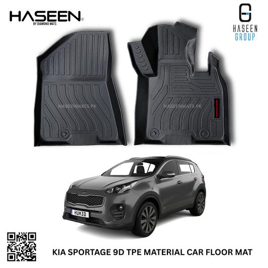 Premium 9D TPE floor mats for Kia Sportage 2019-2024, anti-slip and waterproof.