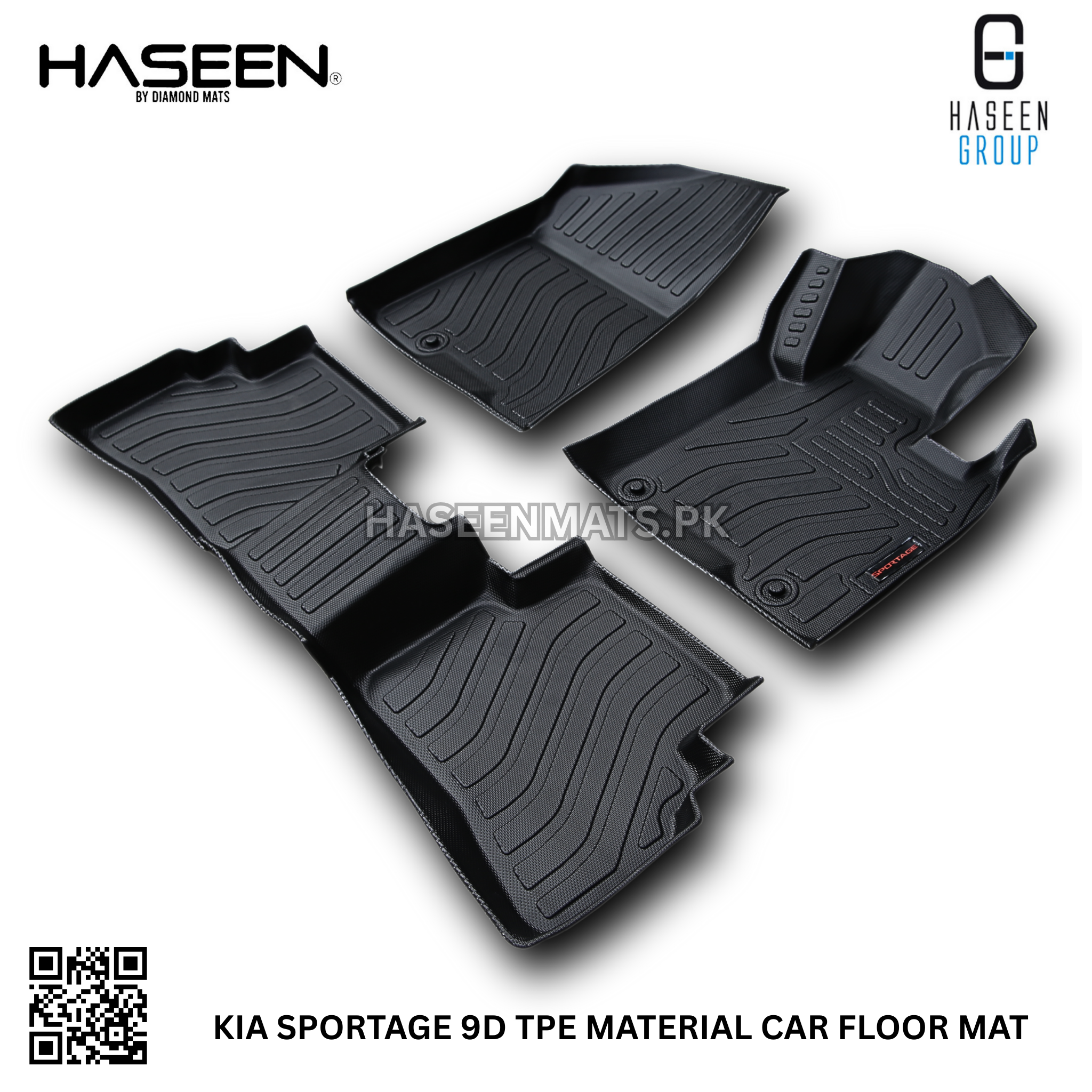 Kia Sportage 2019-2024 luxury 9D TPE waterproof floor mats, custom-fit for all variants.