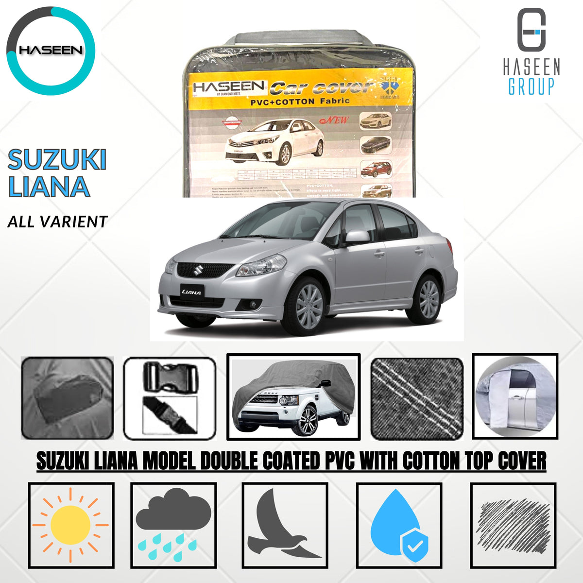 SUZUKI LIANA 2014-2022 DOUBLE COAT PVC WITH COTTON CAR COVER