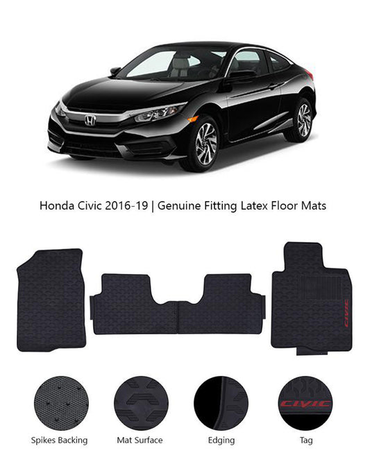 HONDA CIVIC X 2016-2021 LATEX RUBBER CAR FLOOR MAT